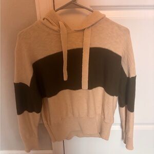 Madewell Cream Hoodie with Olive Green Accent